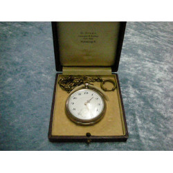 Silver Pocket watch with chain. 4.8 cm