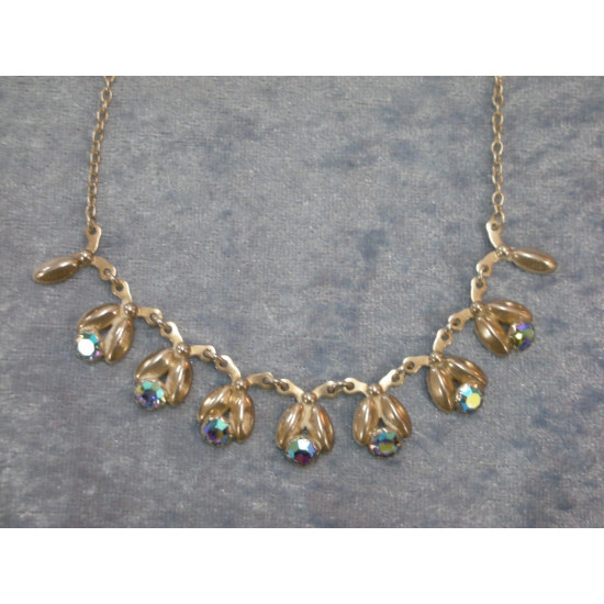 Sterling silver Necklace with colored crystals, 1.8x38 cm