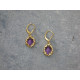 14 carat Gold Ear hangers with amethysts, 28 mm