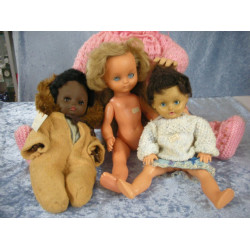 4 old rubber Bella Dolls