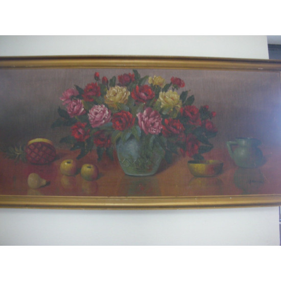 Painting with Flowers and other, 61.5x128.5 cm