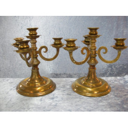 2 antique brass Candlesticks for 4 candles each, 23.5 cm
