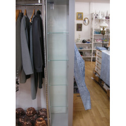 Glass cabinet with 4 glass shelves and light, 175.5x32.5x37 cm