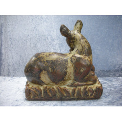Lying deer with kid Stoneware no 21239, 23.5x23x15 cm, Factory First, RC