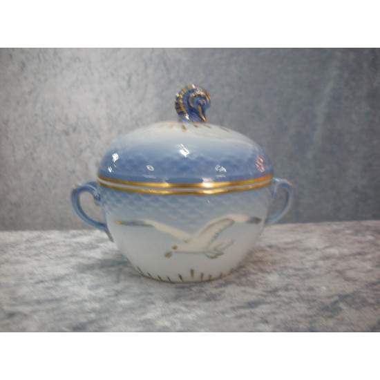 Seagull with gold, Sugar bowl with lid no 94,  11x14x10.5 cm, Bing & Grondahl