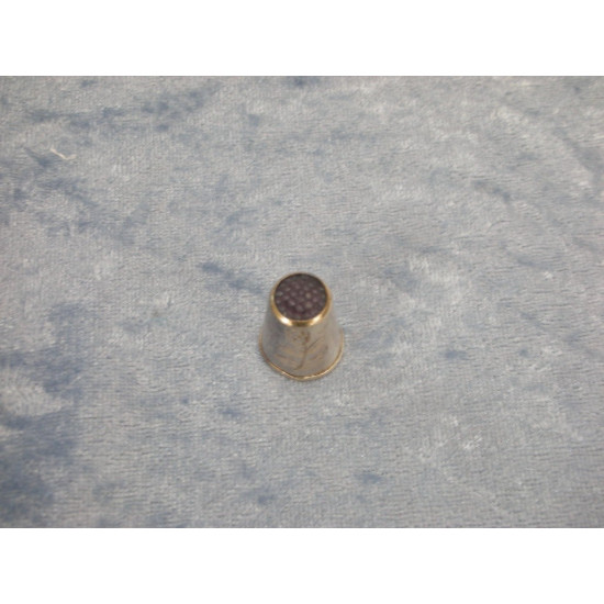 Fingerbøl i sølv med blå top, 1.9x1.5 cm