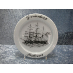 Holmegaard Ship plate in glass, 1979 Greenland ship, the White Bear, 19.5 cm