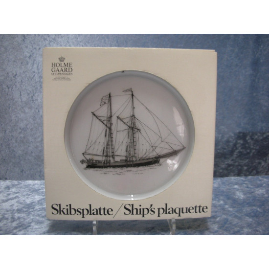Holmegaard Ship plate in glass in box, 1983 Slettop schooner, Isefjord, 19.5 cm