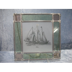 Glas ophæng i blyramme, Fulton, 23x23 cm, Holmegaard