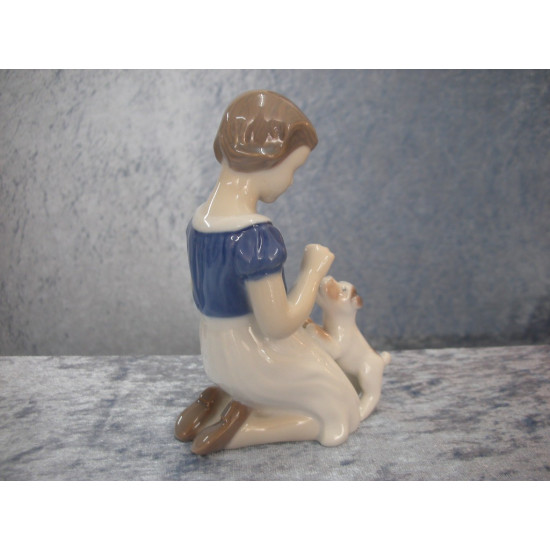 Girl with Puppy no 2316 + 477, 13 cm, Factory first, Bing & Grondahl