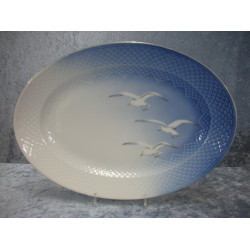 Seagull with gold, Dish no 15, 40.5x28.5x5 cm, Bing & Grondahl