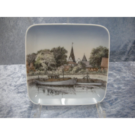Plate / Dish no 9548/455, The Church and River, Varde, 12.5x12.5cm, 1.